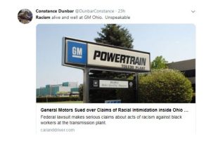 GM responds on Twitter to claims of unchecked racism