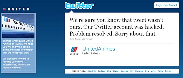 United Airlines Twitter Account Hijacked And Used To Distribute Tweets