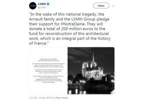 Notre Dame fire elicits a flood of donations from brands worldwide