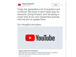 Following backlash, YouTube vows to tighten its harassment policy