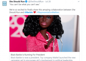 Mattel’s Black Barbie runs for president, 60% of COVID-19 restaurant closings are permanent, and Post partners with Dunkin’ on caffeinated cereal