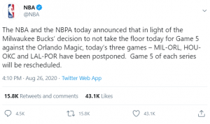 NBA postpones games after Milwaukee Bucks’ BLM protest, Salesforce and Bed Bath & Beyond to cut thousands of jobs, and TikTok chief resigns