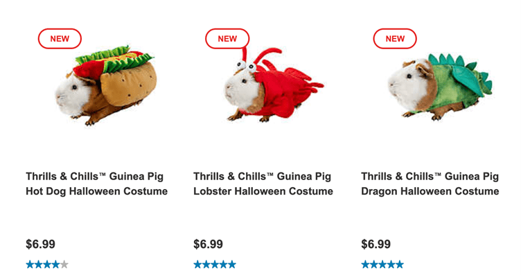 PetSmart has Halloween costumes for guinea pigs and they're the