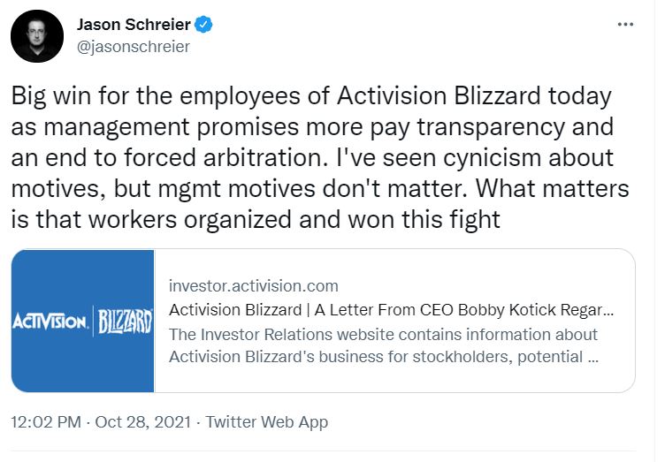 Activision Blizzard Employees Sign Letter Denouncing Exec Statements