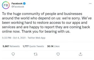 Facebook explains service interruption, 52% of Americans don’t trust social media, and Jamie Dimon irks with MLK comparison
