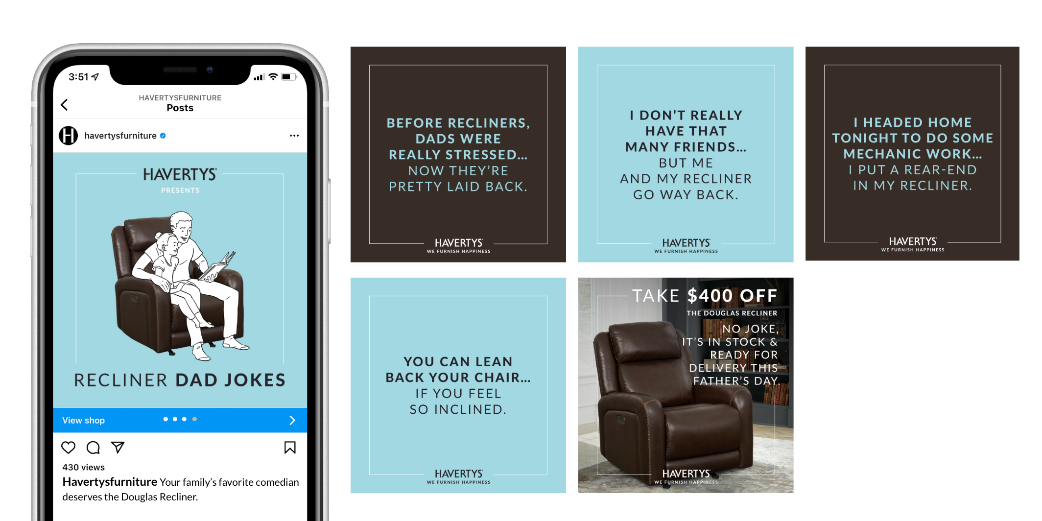 Using dad jokes to sell recliners