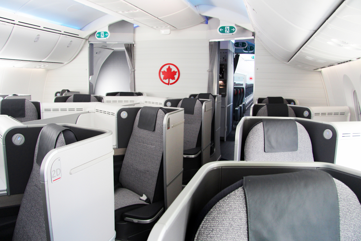 Cabin view from an AirCanada business flight
