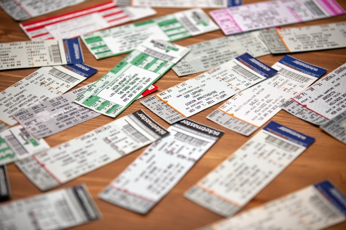 Picture shows Ticketmaster tickets.