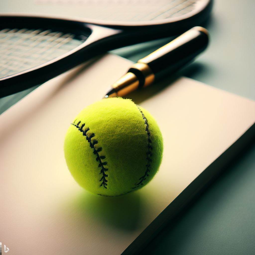 A tennis ball and a pen. Image created by DALL-E.