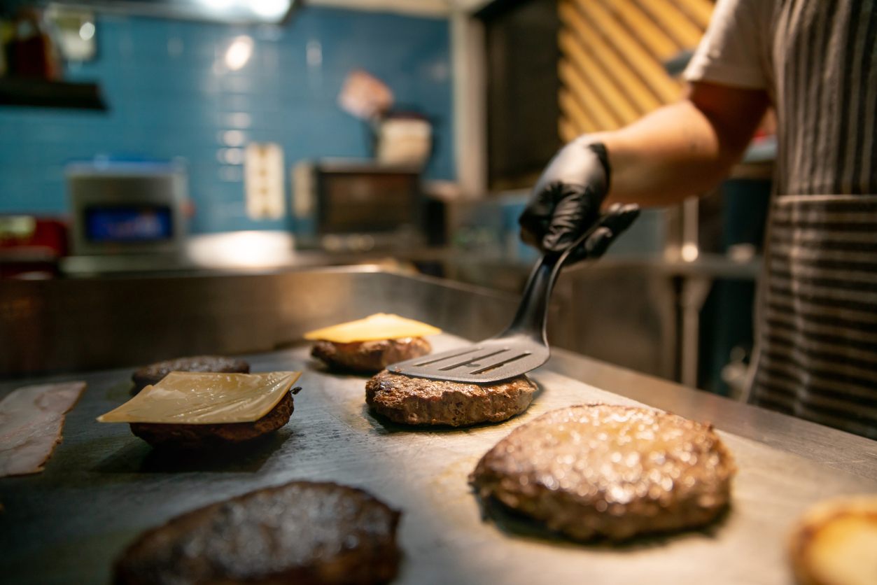 Hamburgers being made