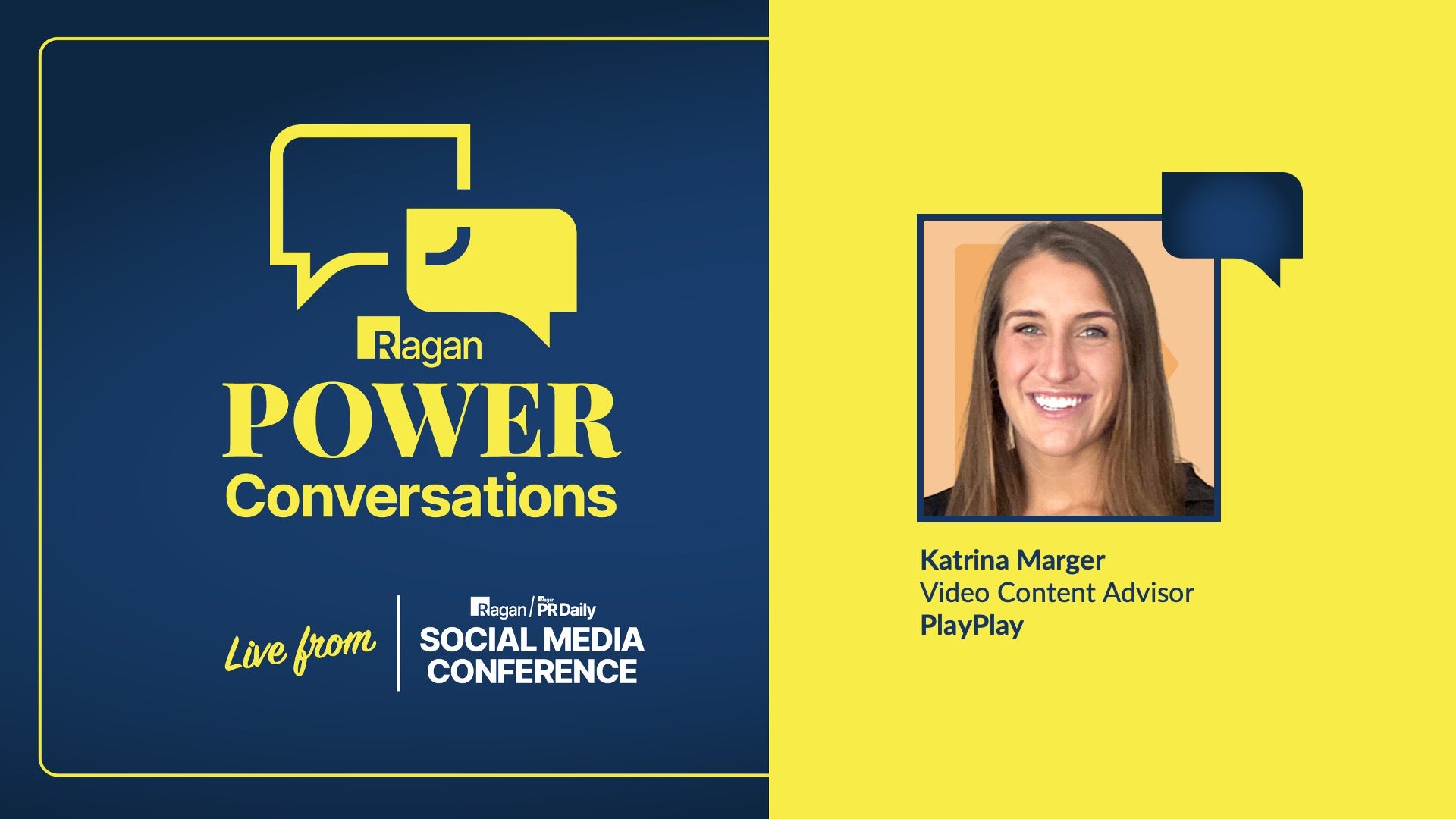 An image showing the headshot of katrina marger of PlayPlay, who spoke during a PR Daily Power Conversation