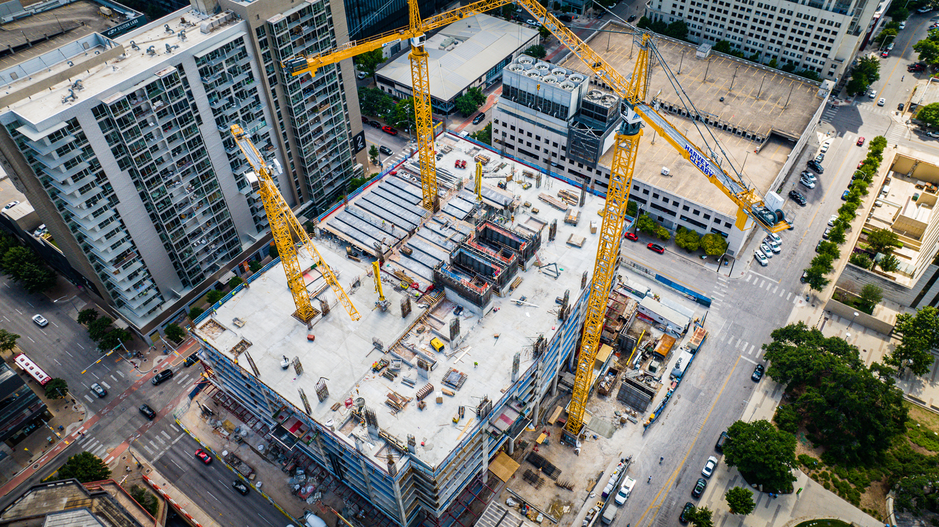 A bustling construction site in downtown Austin. Texas. (The case for trade pubs – and how to get placement)